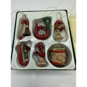 Christmas Wood Ornaments Instrumental‎ Ornaments Red Green Musical Holiday (6)